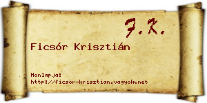 Ficsór Krisztián névjegykártya